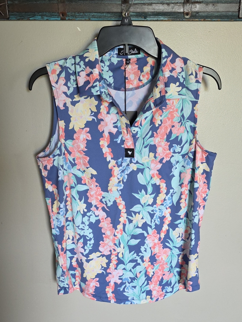 NWT Bad Birdie Floral Sleeveless Polo Tank
